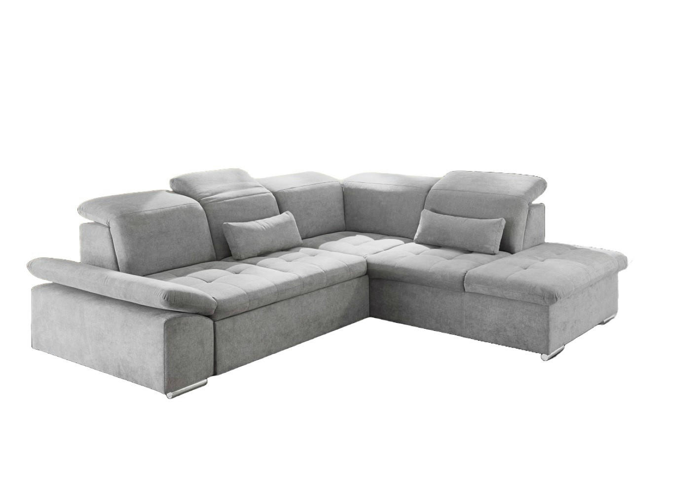 ECKSOFA mit Schlaffunktion mit Bettkasten und verstellbaren Kopf- und Rückenlehnen - Chromfarben/Silberfarben, Textil (240/276cm) - ed exciting design