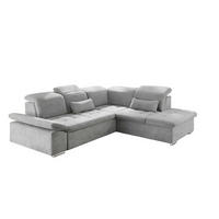 ECKSOFA mit Schlaffunktion mit Bettkasten und verstellbaren Kopf- und Rückenlehnen - Chromfarben/Silberfarben, Textil (240/276cm) - ed exciting design