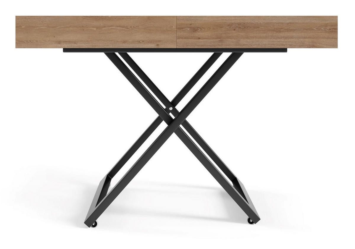 COUCH-/ESSTISCH Sanna U Davos Eiche trüffelbraun 120 - 200 / 80 / 27 - 80cm - Trüffeleichefarben/Schwarz, Holz/Holzwerkstoff (80/120/27cm) - Feldmann-Wohnen