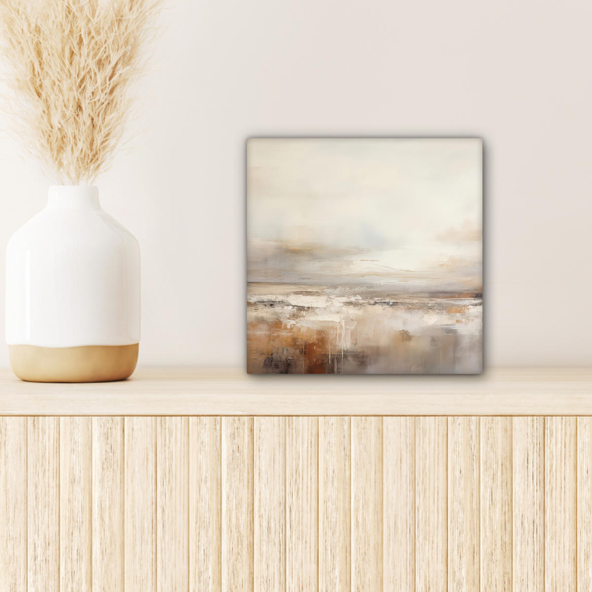 LEINWANDBILD - Kunst - Industriell - Grau - Braun - Abstrakt - 20x20 - Wandbilder - Sandfarben, Textil (20/20cm) - MuchoWow