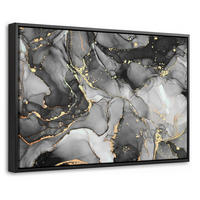 LEINWAND Bilder mit Rahmen - Grau - Luxus - Gold - Marmor - 30x20 - Dunkelgrau, Textil (30/20cm) - MuchoWow