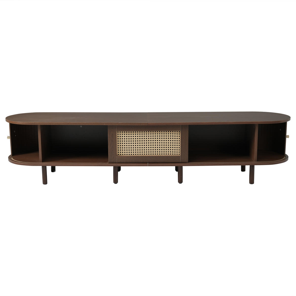 TV-SCHRANK 180/40/40 cm Nussbaum dunkel Rattan mit 1 Schublade und 2 Türen - Nussbaumfarben, Holz/Holzwerkstoff (180/40/40cm) - Oxeza