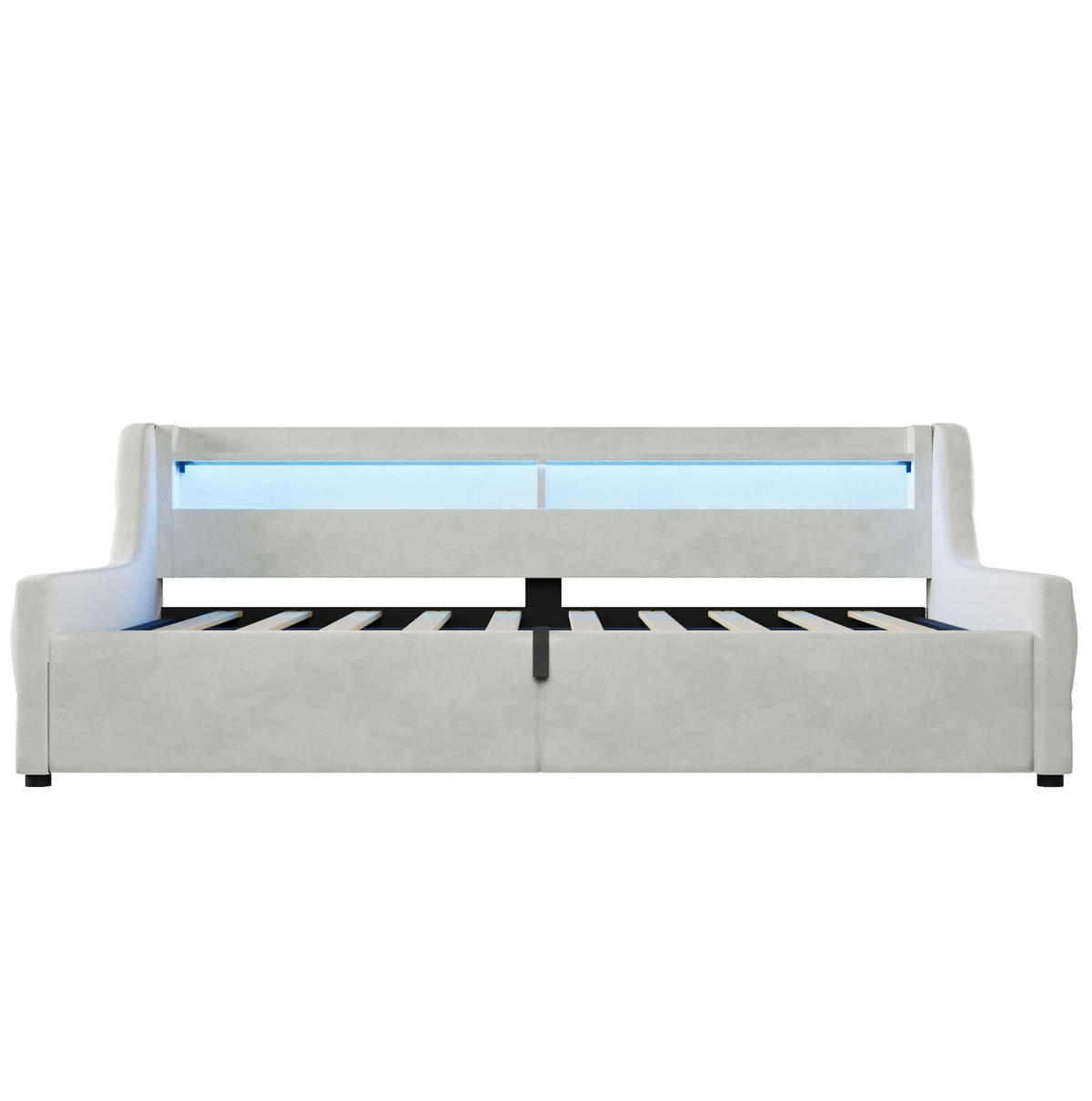 POLSTERBETT 90/200 cm Off White mit LED und Bettkasten ohne Matratze - Beige, Textil (90/200cm) - MIVRAY