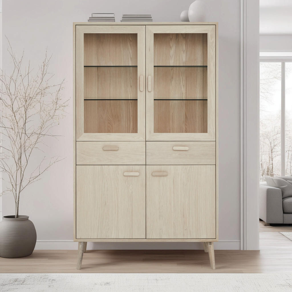VITRINE Eiche massiv - Eichefarben, Holz/Holzwerkstoff (110/187/40cm) - Furnhouse
