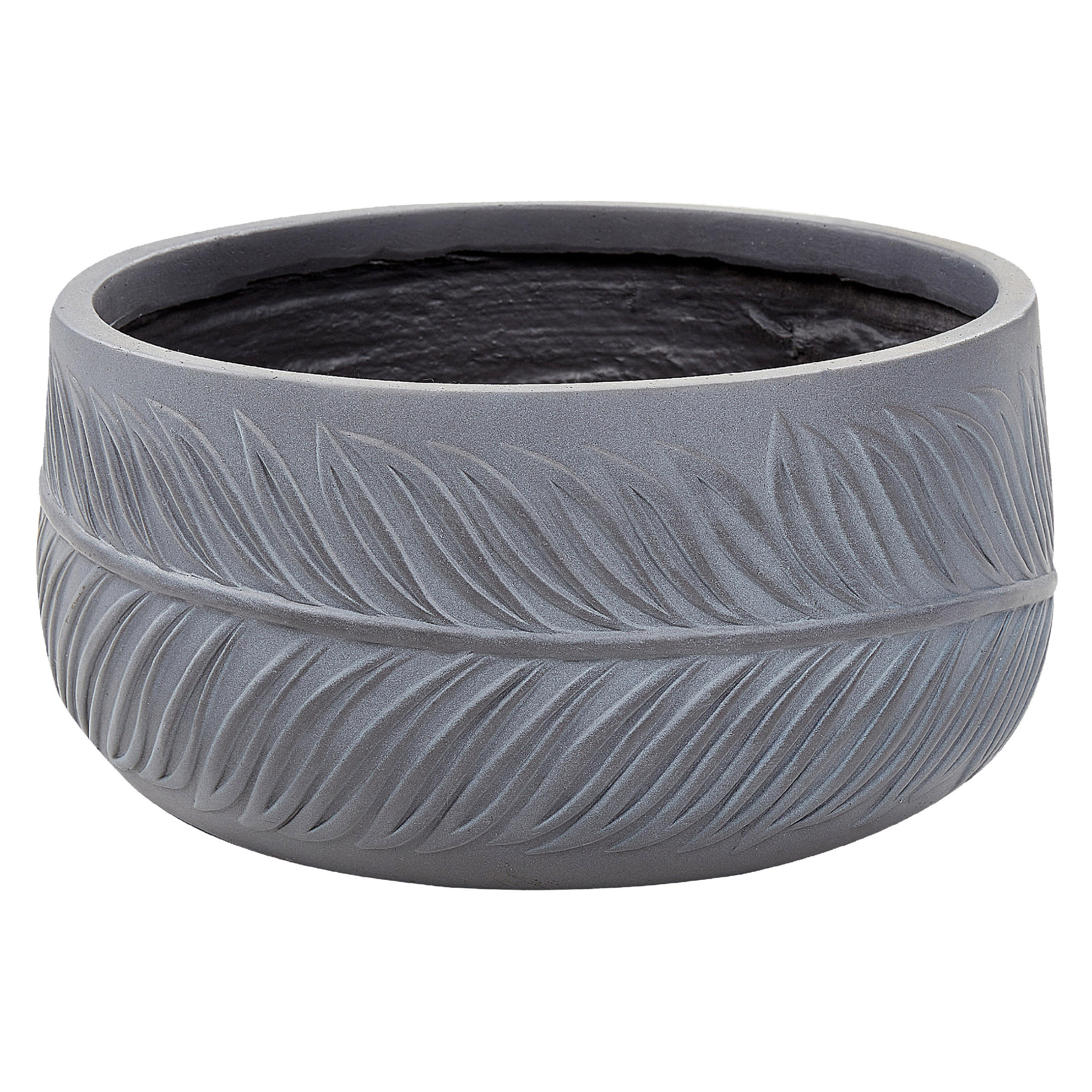 BLUMENTOPF grau rund 35/35/19 cm Ftero - Grau, Naturmaterialen (19cm) - Beliani