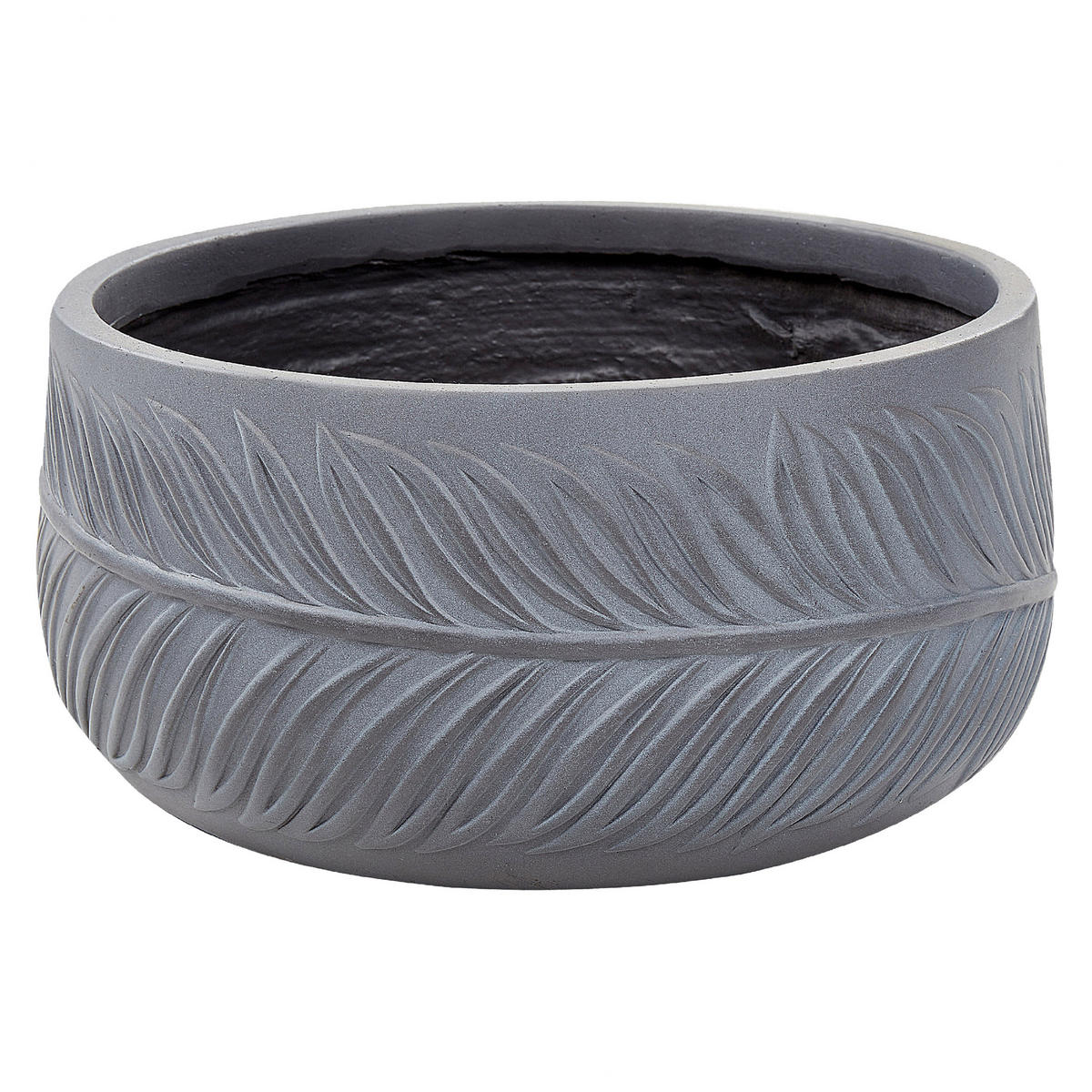 BLUMENTOPF grau rund 35/35/19 cm Ftero - Grau, Naturmaterialen (19cm) - Beliani