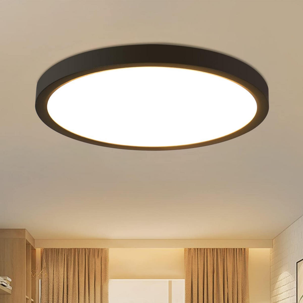 LED DECKENLEUCHTE Juliettara 23/23/2.4 cm - Schwarz, Kunststoff (23/23/2.4cm) - ZMH