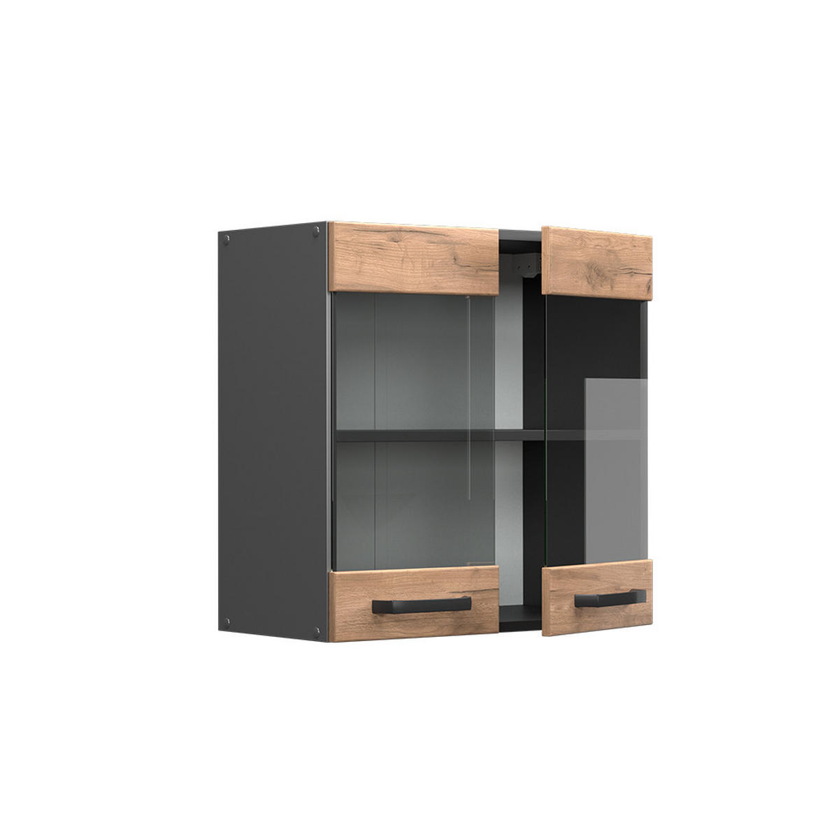 KÜCHENGLASSCHRANK R-Line Goldkraft Eiche 60 cm - Honigeiche/Anthrazit, Holzwerkstoff (60/60/31cm) - Vicco