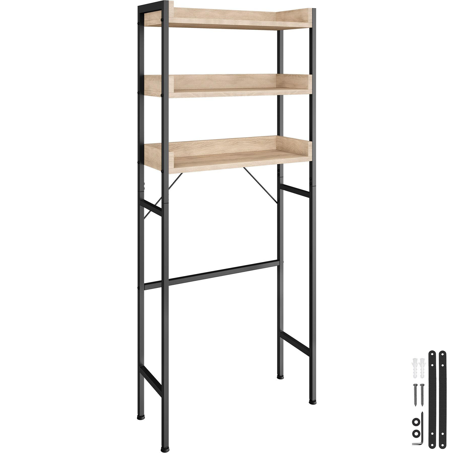BADEZIMMERREGAL Seattle,inklusive Kippschutz,Industrial Holz hell, Eiche Sonoma - Naturfarben, Holz (63/165/25cm) - tectake