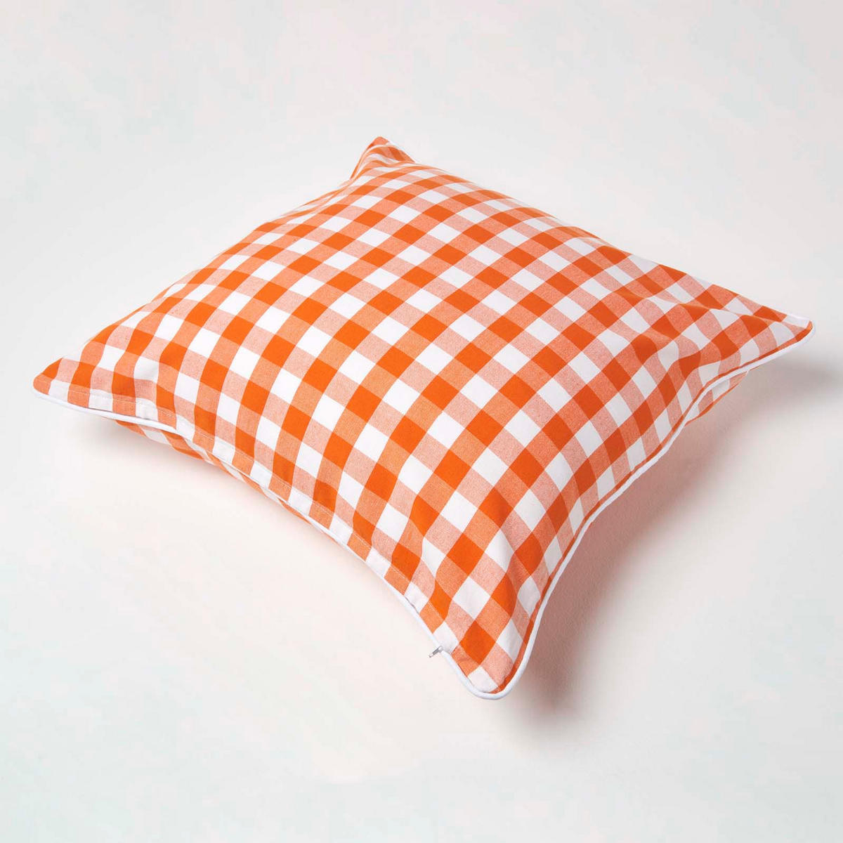 KISSENHÜLLE Karo-Muster 60/60 cm, 100% Baumwolle - Orange, Textil (60/60cm) - Homescapes