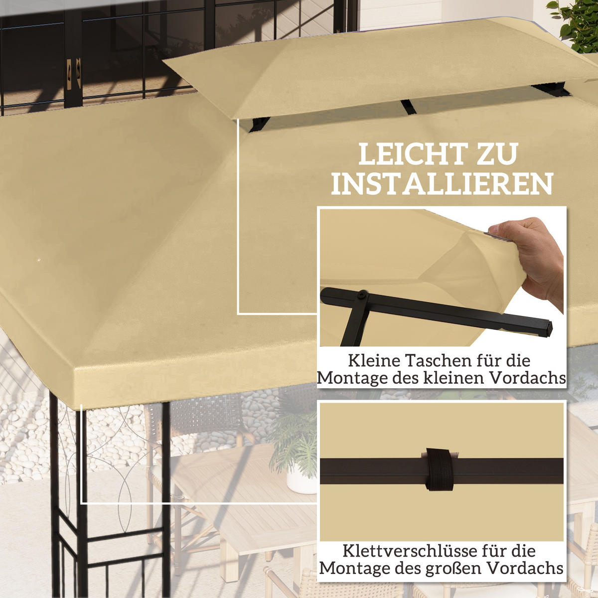 ERSATZDACH für Pavillon 3 x 4 m wasserabweisend Pavillondach mit Doppeldach - Creme, Textil (300/20/400cm) - Outsunny