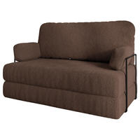 BETTSOFA KESTE aus Schaumstoff Bucle-Stoff Braun Schlaffunktion - Braun, Textil (140/86/60cm) - MASSENO