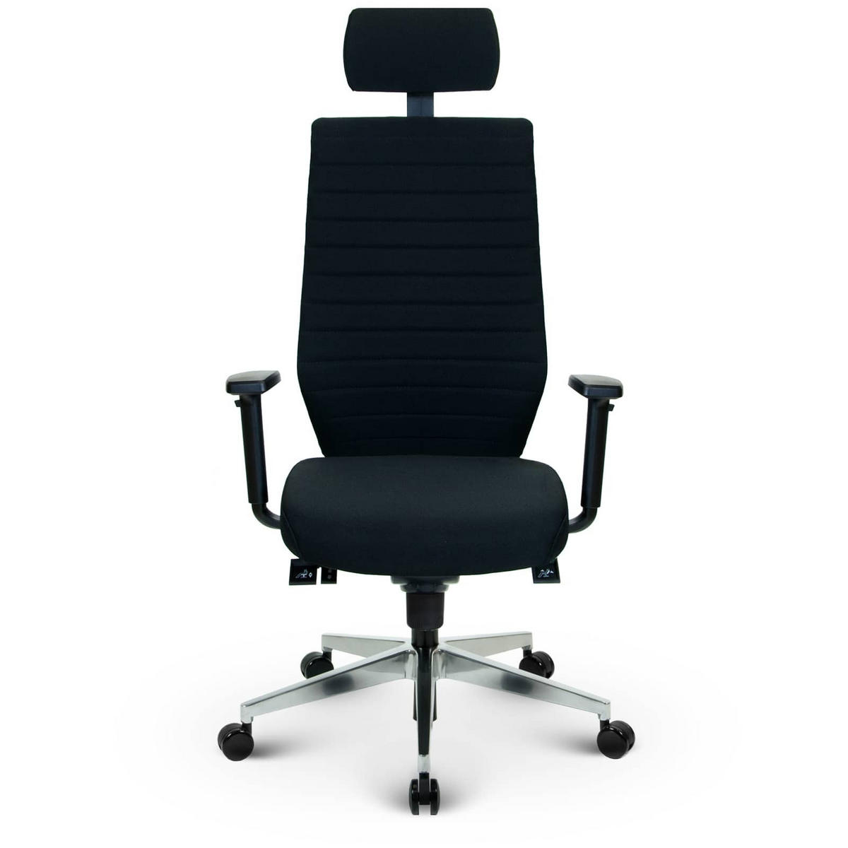 CHEFSESSEL V1301 Stoff Schwarz - ergonomisch, 150 kg belastbar, Sitzhöhe 51-63cm - Schwarz, Kunststoff/Textil (65/134/69cm) - Versee