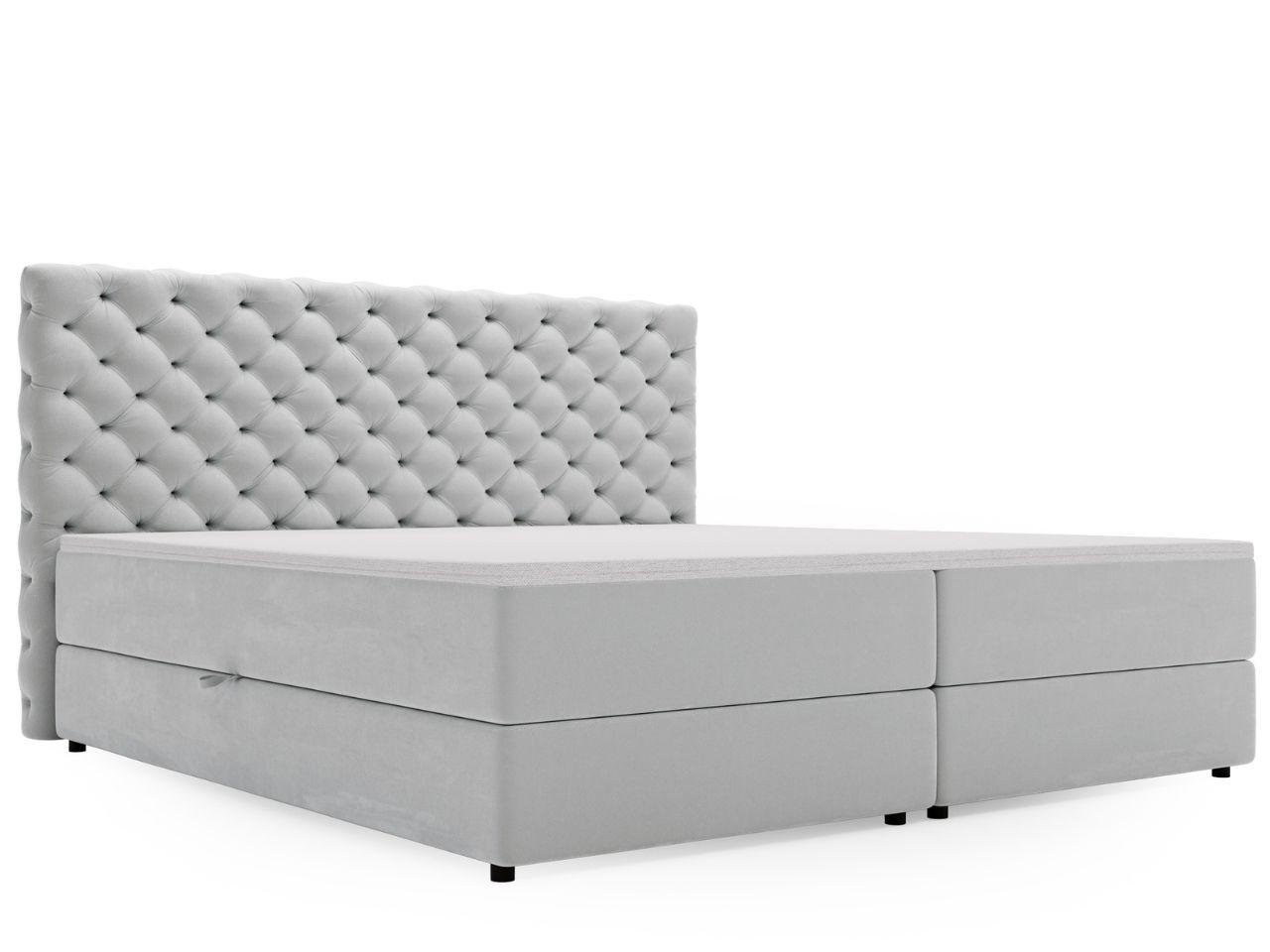 BOXBETT Bergamo 200x200 Hellgrau - Hellgrau/Schwarz, Holz/Textil (200/200cm) - Graingold