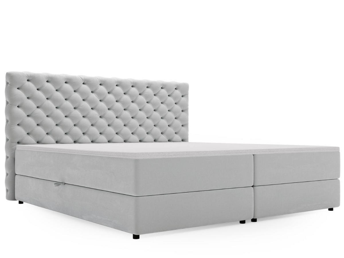 BOXBETT Bergamo 200x200 Hellgrau - Hellgrau/Schwarz, Holz/Textil (200/200cm) - Graingold