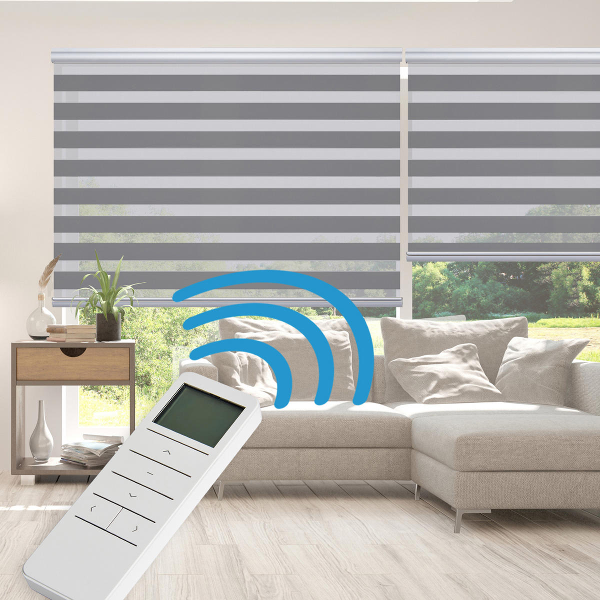 DOPPELROLLO Motorisiertes Silber 160x250 cm - Silberfarben, Kunststoff (160/250cm) - STORESDECO