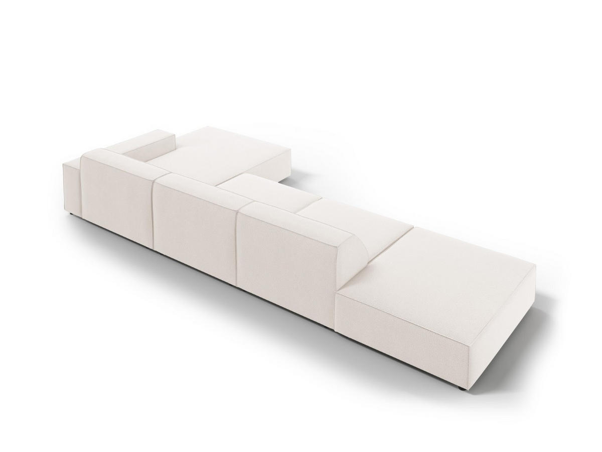 ECKSOFA rechts Jodie aus strukturiertem Stoff leichtes beige 5 Sitzplätze - Beige, Textil (166/341cm) - Micadoni