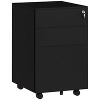 ROLLCONTAINER DE-09975 3 Schubladen, abschließbar, rollbar Schwarz - Schwarz, Metall (43.5/60/37cm) - ComfortXL