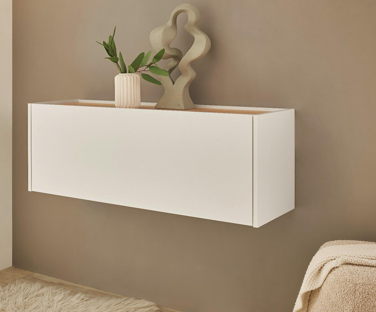 HÄNGESCHRANK weiß, Eiche Wotan 100 cm, Flurschrank mit Klappe - Eiche Wotan/Weiß, Holzwerkstoff/Metall (100/35/30cm) - Furn.Design