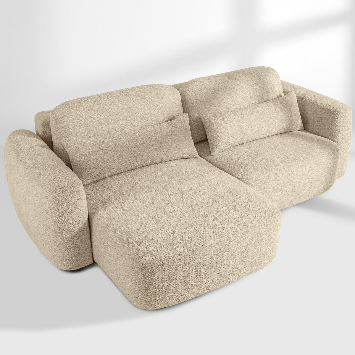 ECKSOFA links ELOSA - Beige, Holz/Textil (245/165cm) - KONSIMO®