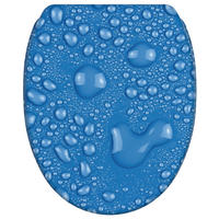WC-SITZ mit Absenkautomatik & Top Fix Tautropfen Blau - Blau, Holzwerkstoff (37.7/5.5/48cm) - Sanilo