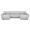 WOHNLANDSCHAFT Noel mit Schlaffunktion, Grau, Bouclé-Stoff - Hellgrau, Holzwerkstoff (375/93/163cm) - Beautysofa