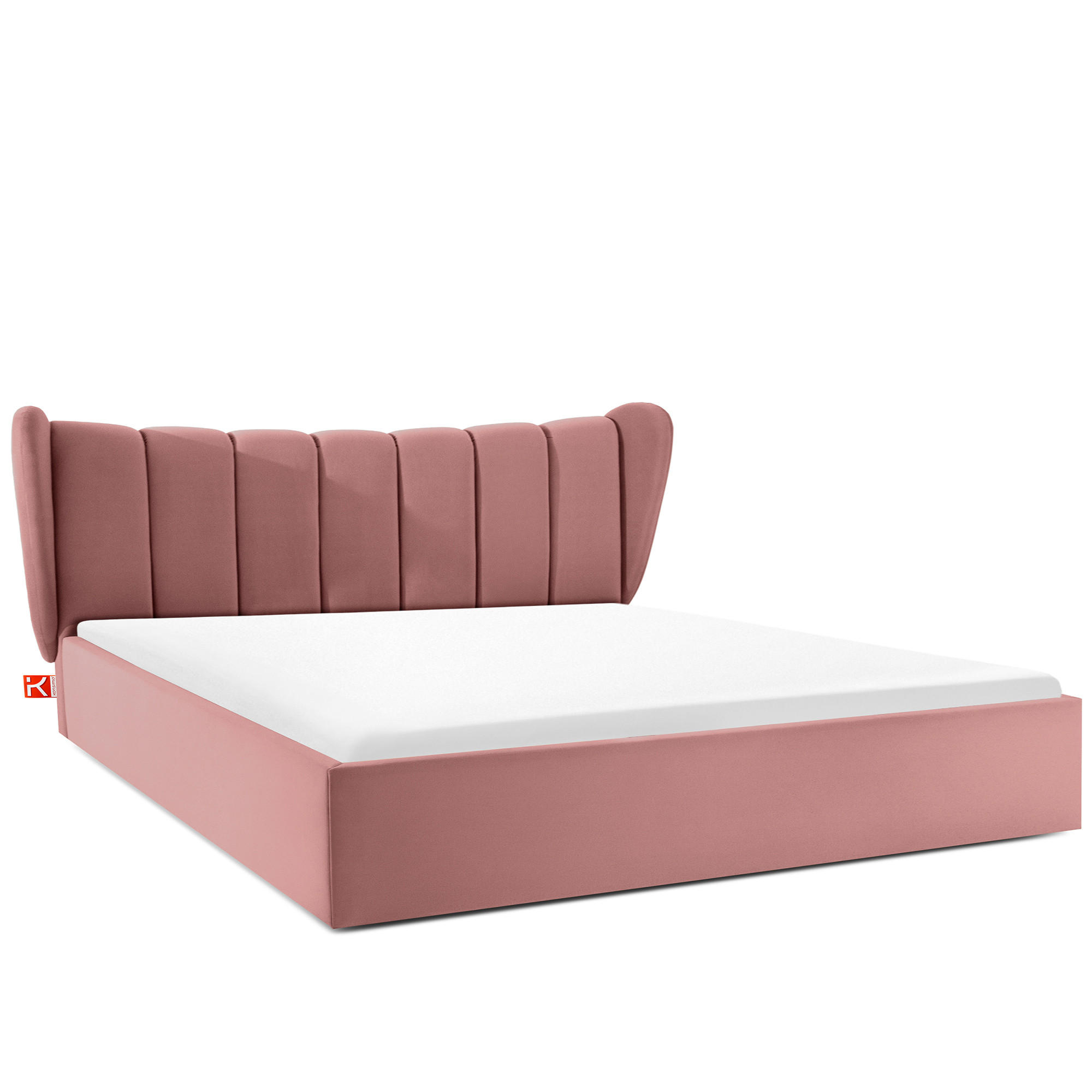 POLSTERBETT GIZO, Muschel-Design - Pink/Schwarz, Holz/Holzwerkstoff (202/204cm) - KONSIMO®