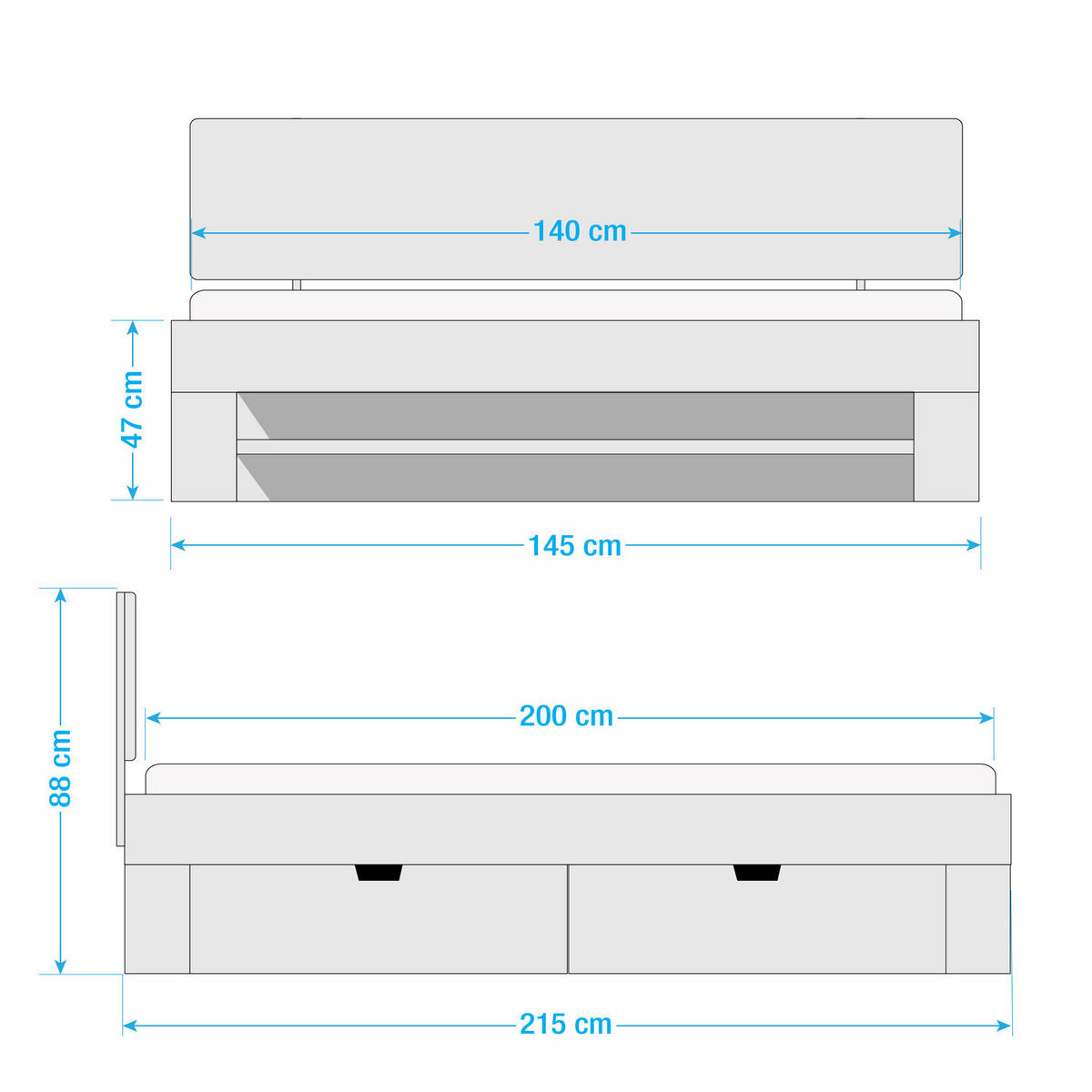 MASSIVHOLZBETT - Massivholz Eiche - Braun - Eichefarben, Holz/Kunststoff (140/200cm) - home24