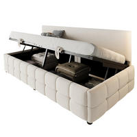 POLSTERBETT Schlafsofa 90x200 cm Beige aus Samt mit hydraulischem Stauraum und Rückenlehne - Beige, Textil (90/200cm) - IVMEU