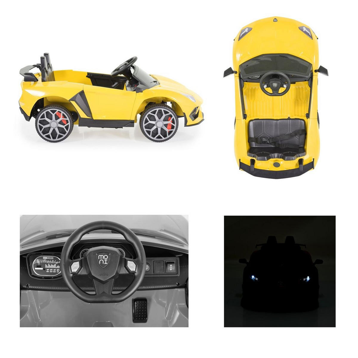 ELEKTROAUTO Chiara gelb Fernbedienung zwei Motoren Kunststoffreifen - Gelb, Kunststoff (106/56/45cm) - Moni