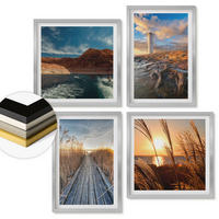 WANDBILDER 4er Set - 50x50 cm & 40x60 cm Silberner Rahmen - Leuchtturm-Grassteg - Silberfarben, Kunststoff (50/50cm) - ArtPrintCave