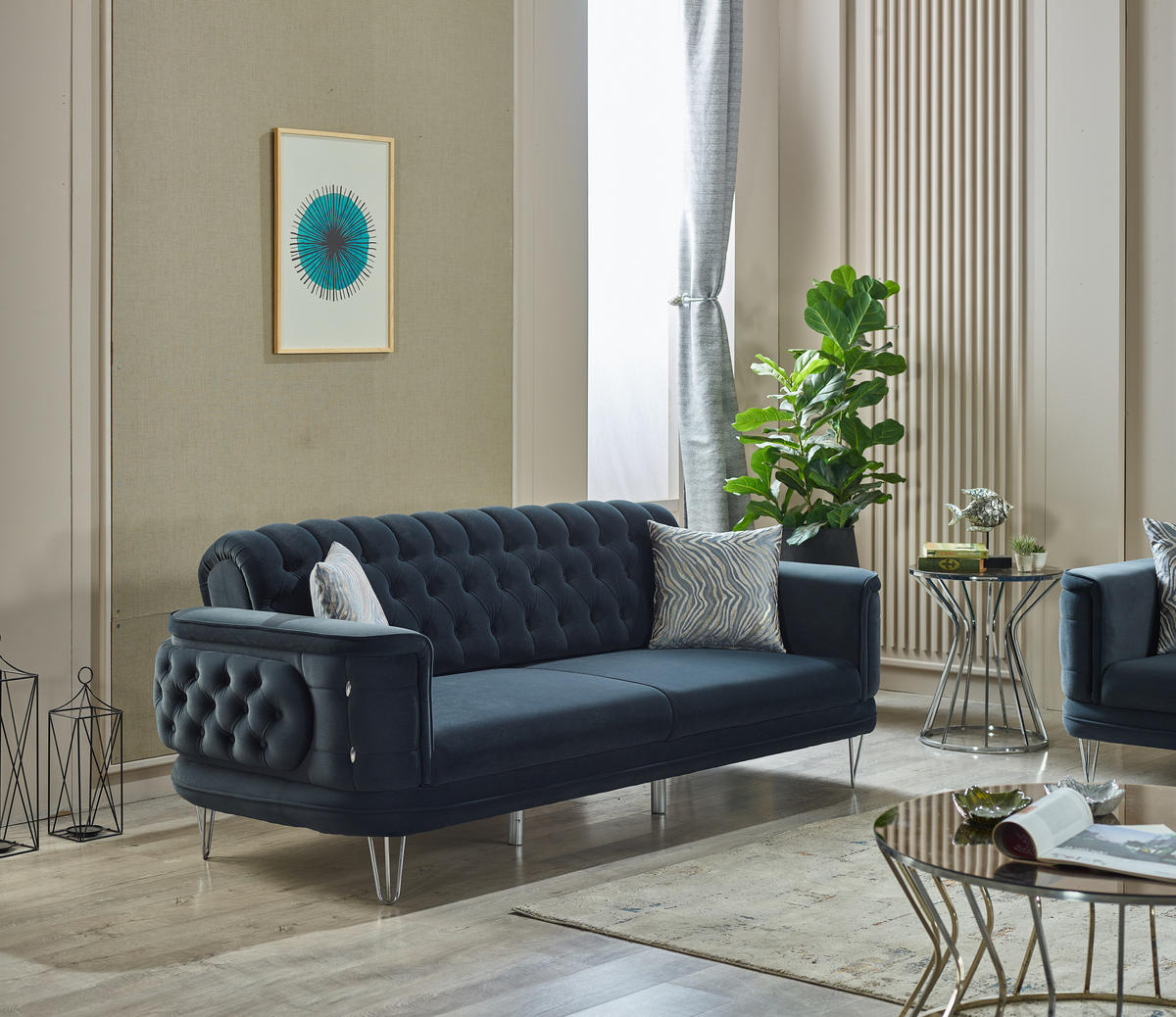 SITZGARNITUR Carlo Anthrazit Stellvariante:3+3 - Anthrazit, Holz (230/85/95cm) - Villa Möbel