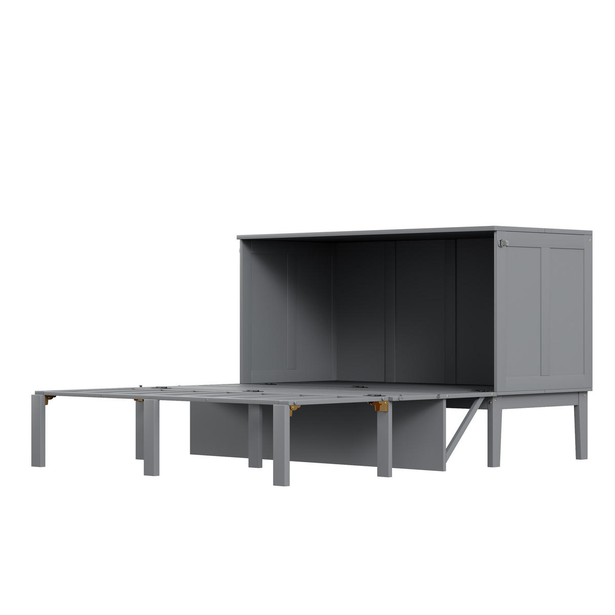 SCHRANKBETT 140/200 cm DE-01242, in Grau, mit Lattenrost und Klappmechanismus - Grau, Holz (140/200cm) - ComfortXL