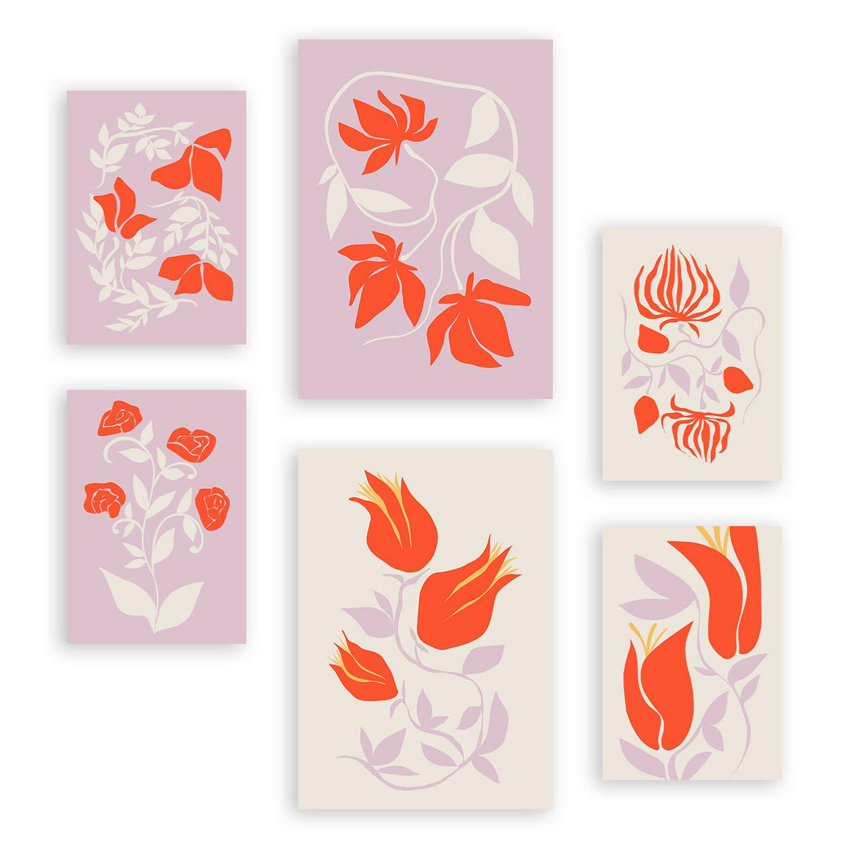 POSTER Set Mit 6 Blumenrahmen 3 Zusammenfassung A3 & A4 Rahmenlos - Klar, Papier (29/3cm) - Nacnic