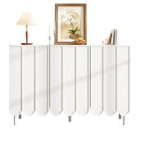 SIDEBOARD 120/35/80 cm in Weiß mit Wellentüren und verstellbaren Regalböden - Weiß, Holzwerkstoff (120/80/35cm) - Flora Grace