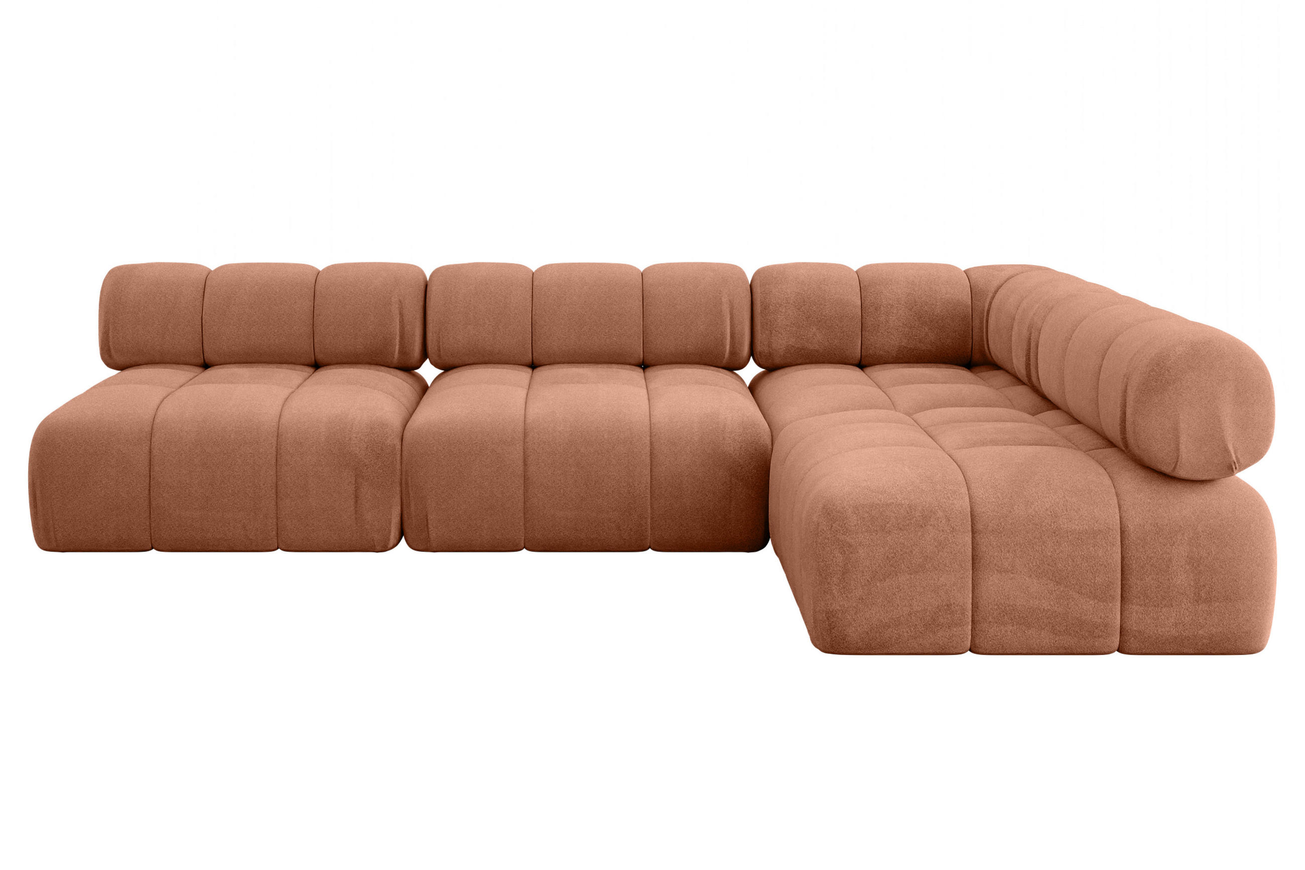 ECKSOFA modulares Sofa Samaro-L2 - 285x190x70 cm Apricot Velours - Koralle, Holzwerkstoff/Textil (285/190cm) - ALTDECOR