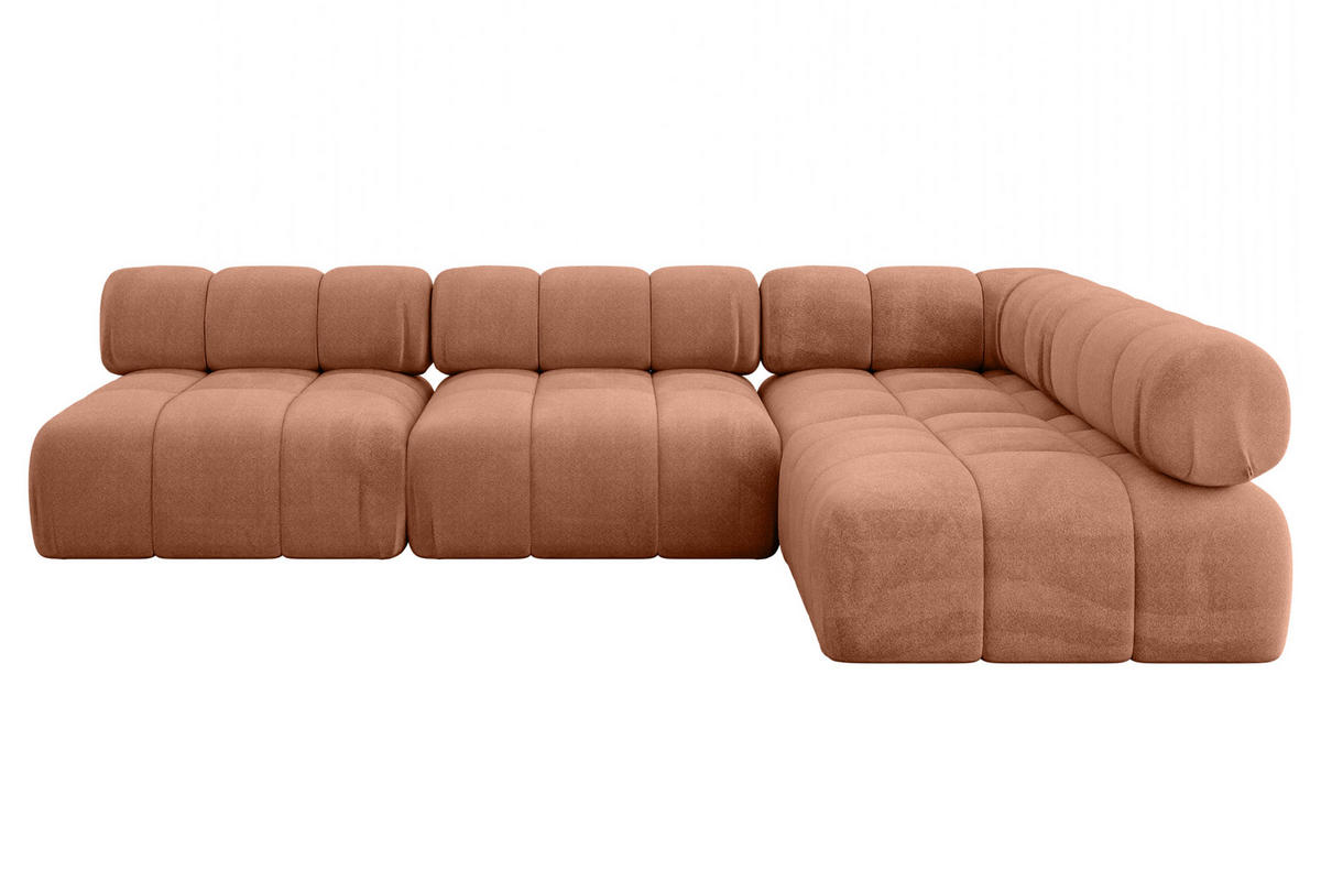 ECKSOFA modulares Sofa Samaro-L2 - 285x190x70 cm Apricot Velours - Koralle, Holzwerkstoff/Textil (285/190cm) - ALTDECOR