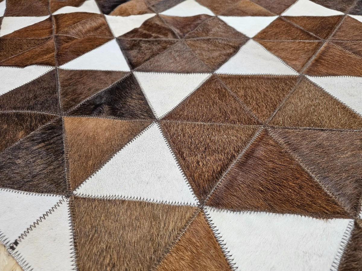 TEPPICH Patchwork Kuhfell Hexagonmuster handgefertigt 200/300 cm - Hellbraun/Dunkelbraun, Fell (200/300cm) - Provellus