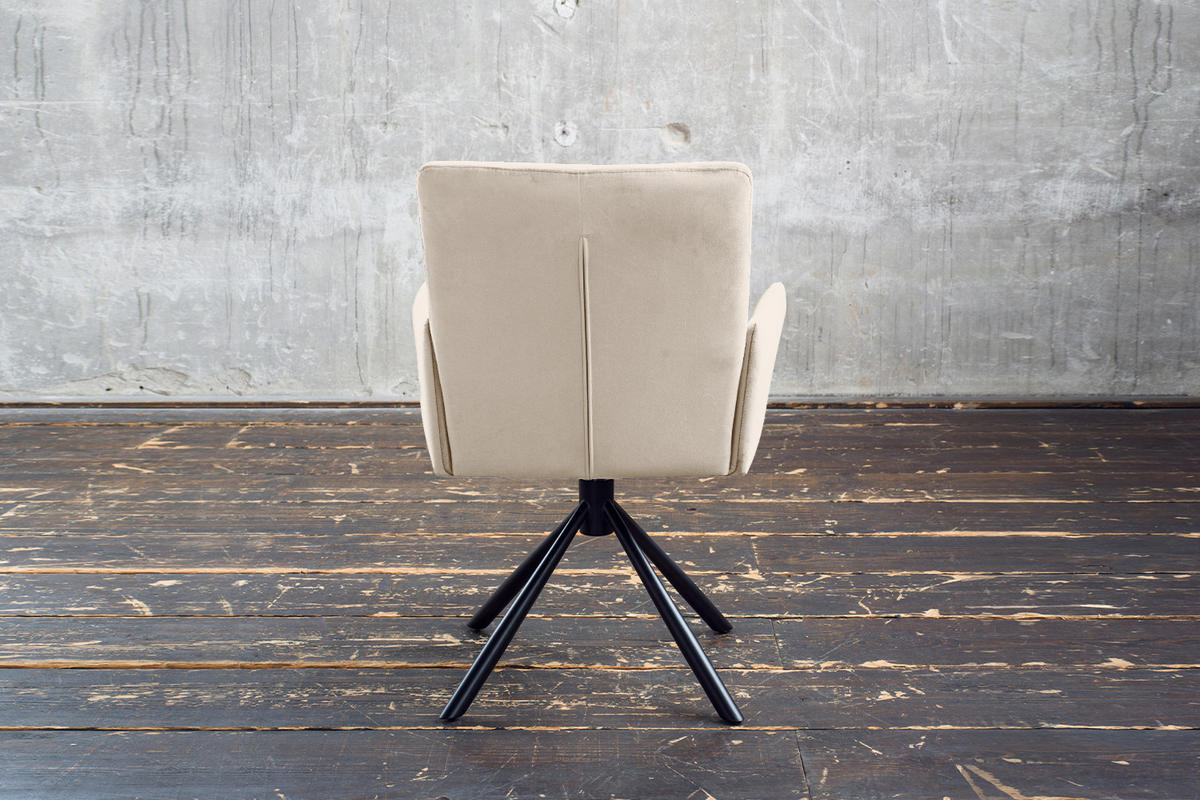 ESSZIMMERSTUHL KYRA Cremeweiß Velvet - Creme/Schwarz, Kunststoff/Textil (64/88/61cm) - KAWOLA