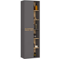 BAD HOCHSCHRANK Vami Grau, Eiche Artisan - Eiche Artisan/Grau, Holzwerkstoff (50/170/30cm) - Akord