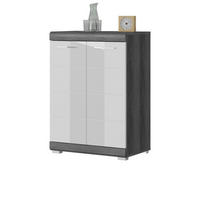 KOMMODE weiß Hochglanz, Rauchsilber grau 60 x 85 cm, 2-türig - Weiß Hochglanz/Silberfarben, Holzwerkstoff/Kunststoff (60/85/37cm) - Inn.Furn