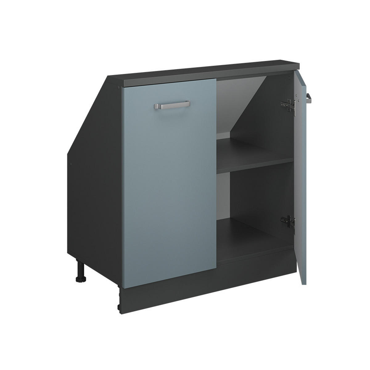 KUCHYŇSKÁ SKŘÍŇKA POD ŠIKMOU STŘECHU R-Line Modrošedá/antracitová - antracitová/šedohnědá, kompozitní dřevo (80/81.6/46cm) - Vicco