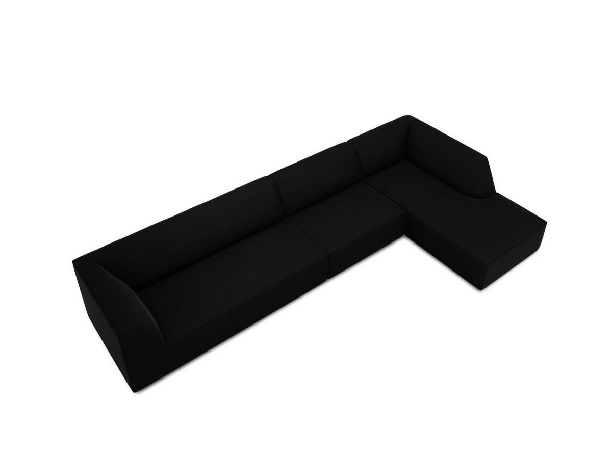 ECKSOFA rechts Ruby aus Samt schwarz 5 Sitzplätze - Schwarz, Textil (180/366cm) - Micadoni