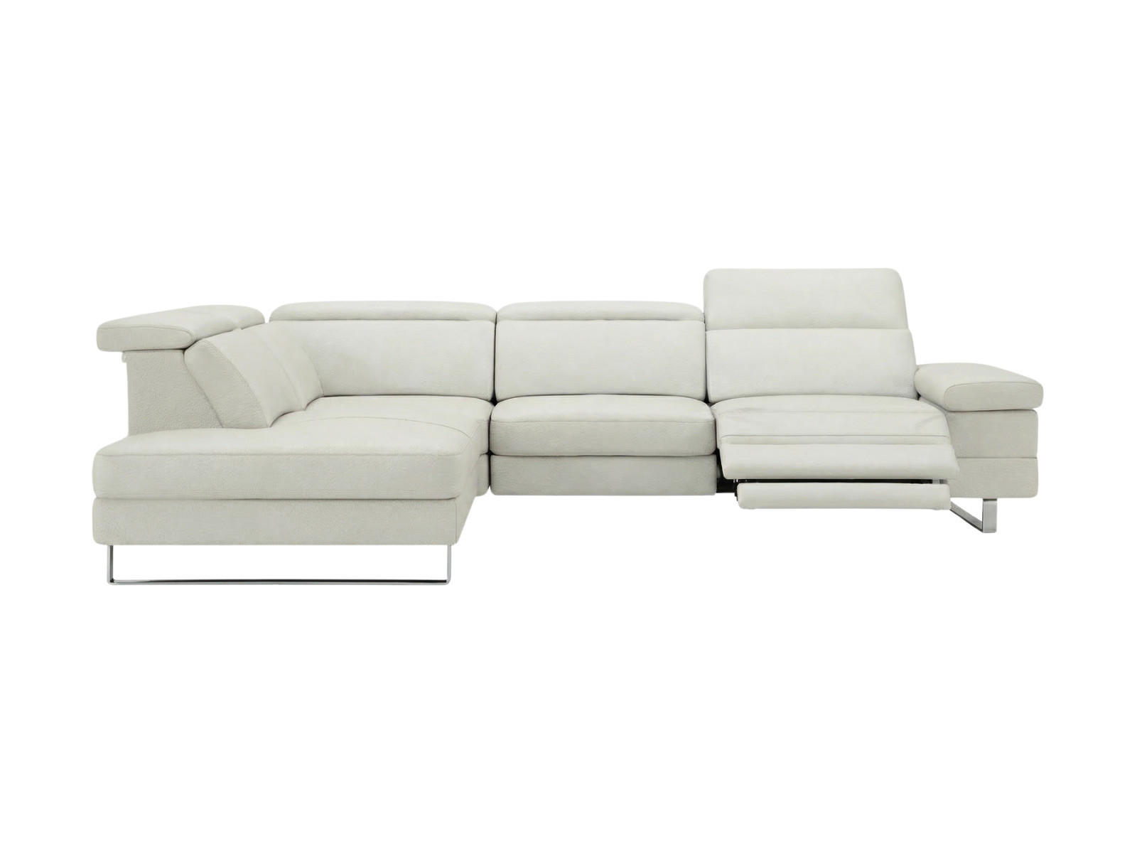 ECKSOFA Virage Echtleder mit 1 x Relaxfunktion Weiß - Weiß, Leder/Metall (263/232cm)