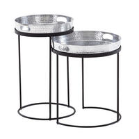 BEISTELLTISCH Aluminium Stahl Hammerstruktur Abnehmbare Platte NERA, Silber 38x38x45 cm - Silberfarben/Schwarz, Metall (38/38/45cm) - KADIMA DESIGN