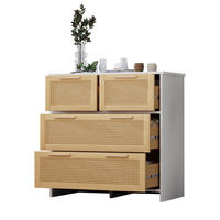 KOMMODE Rattan 4 Schubladen Massivholz 80x38x80cm - Multicolor, Holzwerkstoff (80/38/80cm) - FLIEKS