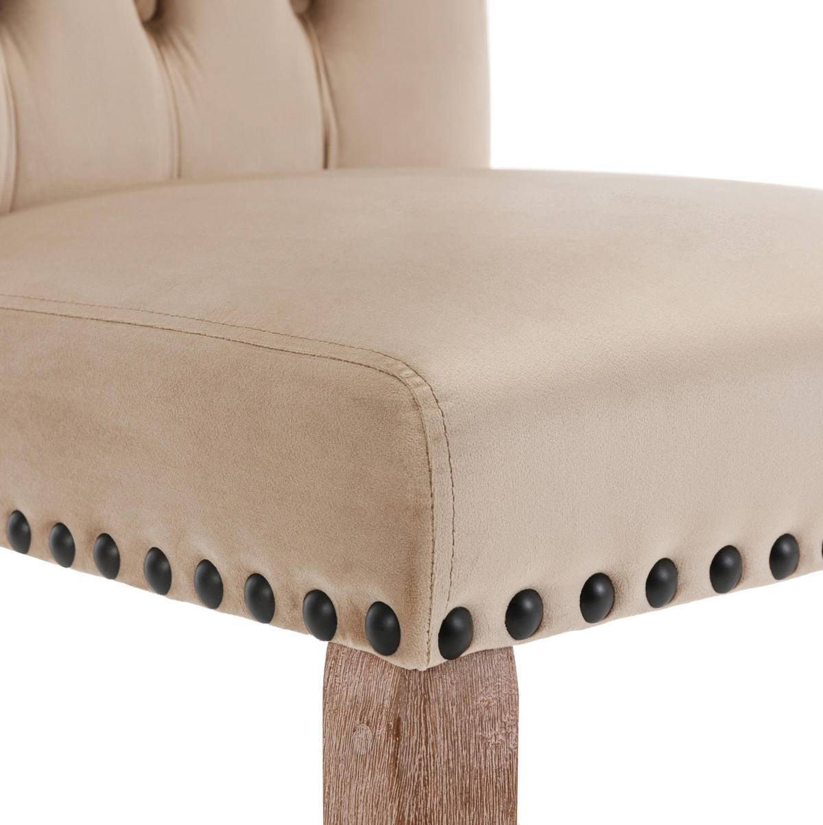 ESSZIMMERSTUHL Samt gepolstert Massivholzbeine Light Camel - Braun, Holz (63/95/49cm) - Meubliv