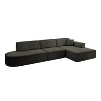 ECKSOFA Ottomane Rechts IREA-L2-v4 - 328x171x79 cm Schwarz - Schwarz, Holzwerkstoff/Textil (171/328cm) - ALTDECOR