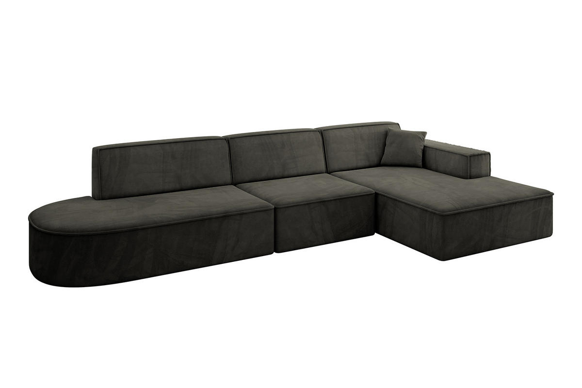 ECKSOFA Ottomane Rechts IREA-L2-v4 - 328x171x79 cm Schwarz - Schwarz, Holzwerkstoff/Textil (171/328cm) - ALTDECOR
