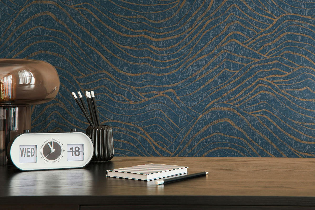 VLIESTAPETE Blau 53/1005 cm - Blau, Textil (53/1cm) - KUNSTLOFT
